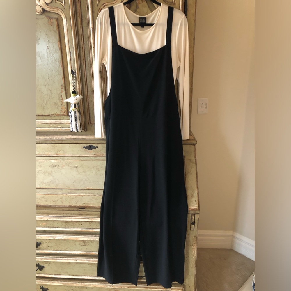 NWT Eileen Fisher Black Cropped Jumpsuit